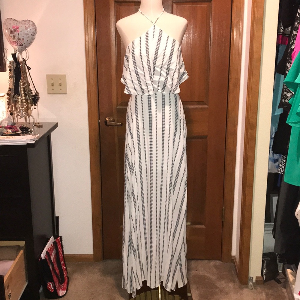 Lush | White Navy Halter Dress | Medium